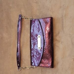 Louis Vuitton Eva Monogram Purple Patent Leather Clutch (Authentic)